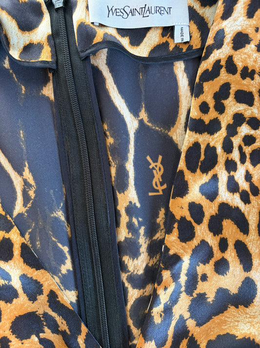 Archival Yves Saint Laurent Silk Leopard Dress
