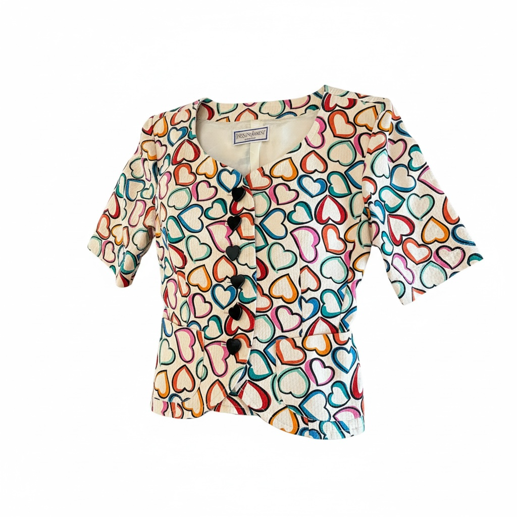 Yves Saint Laurent Heart Print Skirt Set, Spring/Summer 1992