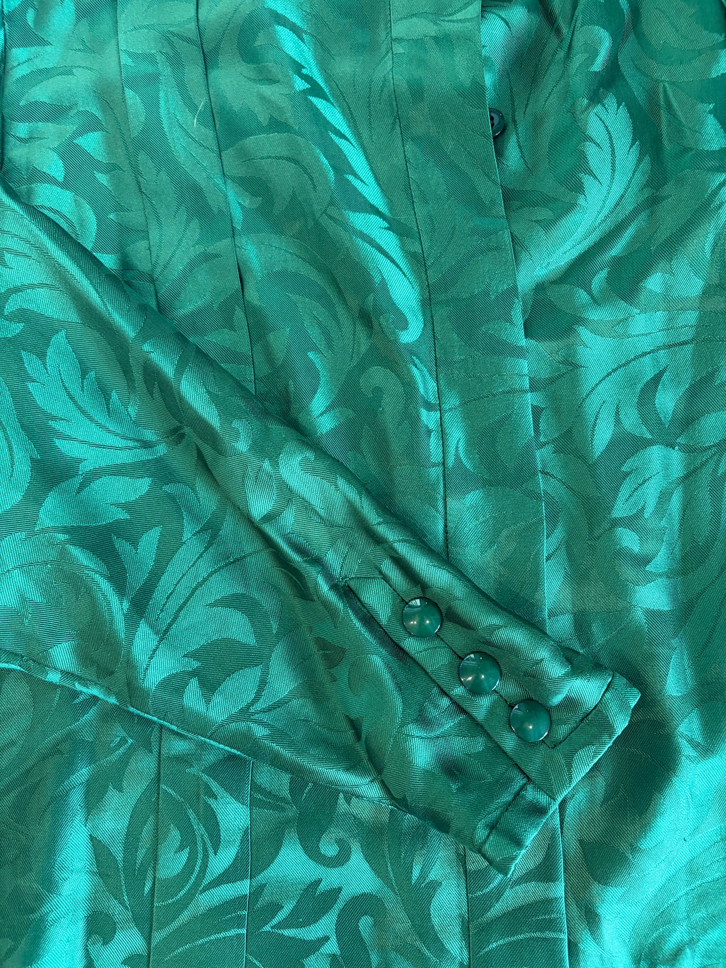 Valentino Emerald Jacquard Blouse, 1980s