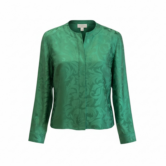 Valentino Emerald Jacquard Blouse, 1980s