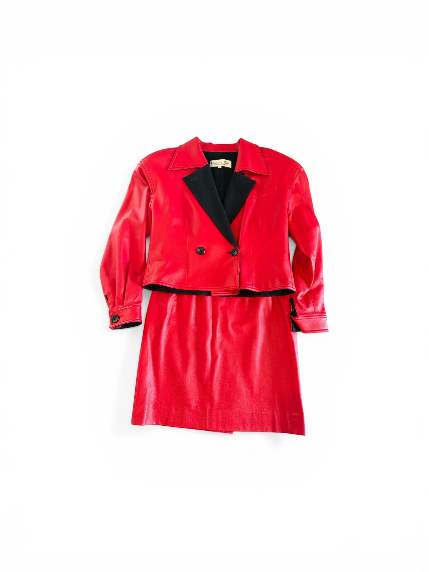Christian Dior 1990s Leather Skirt Suit