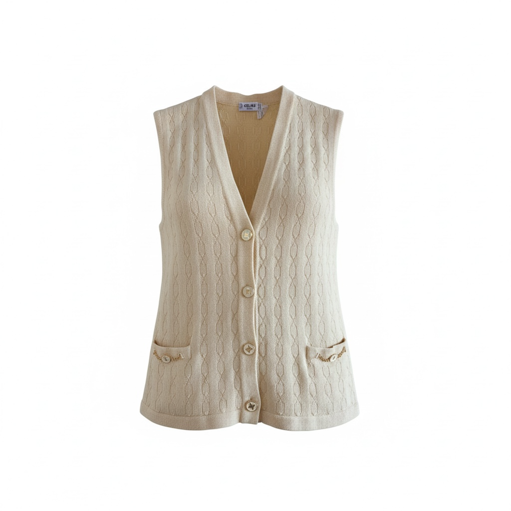 Celine 1980s Cable Knit Vest